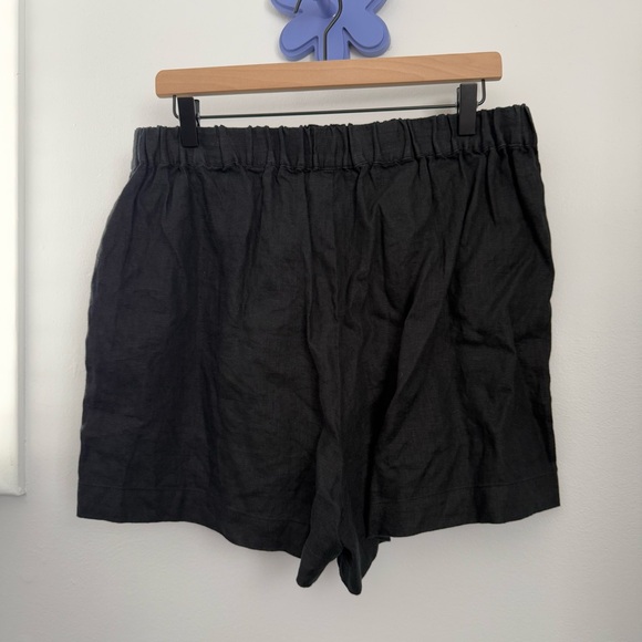 Madewell Large NEW Clean Pull-On Shorts Linen Black Classic Vacation Resort - Picture 4 of 7